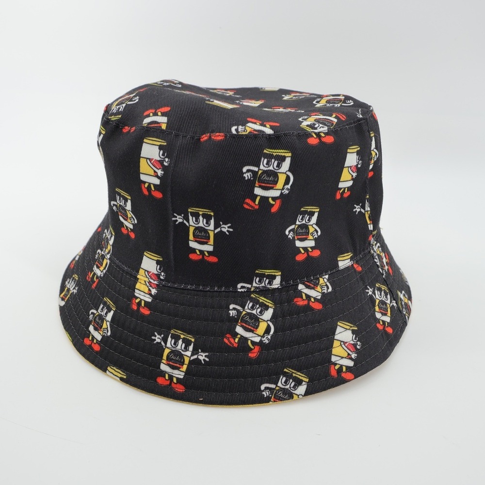 NEW‎ Duke's Mayo Reversible Bucket Hat Yellow Black Football Print Reversible